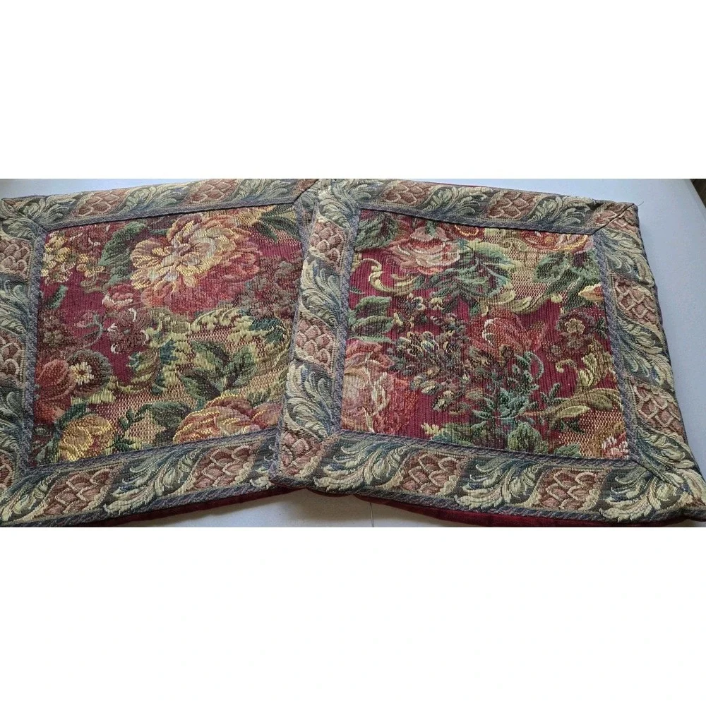 Brown Sugar Designs Tapestry Pillow Cover Victorian Floral Velvet Back 18